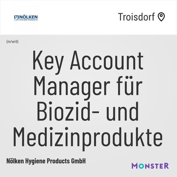 Key Account Manager für Biozid- und Medizinprodukte